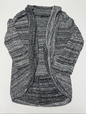 Maurices Marled Open-Front Knit Cardigan in Black and Gray